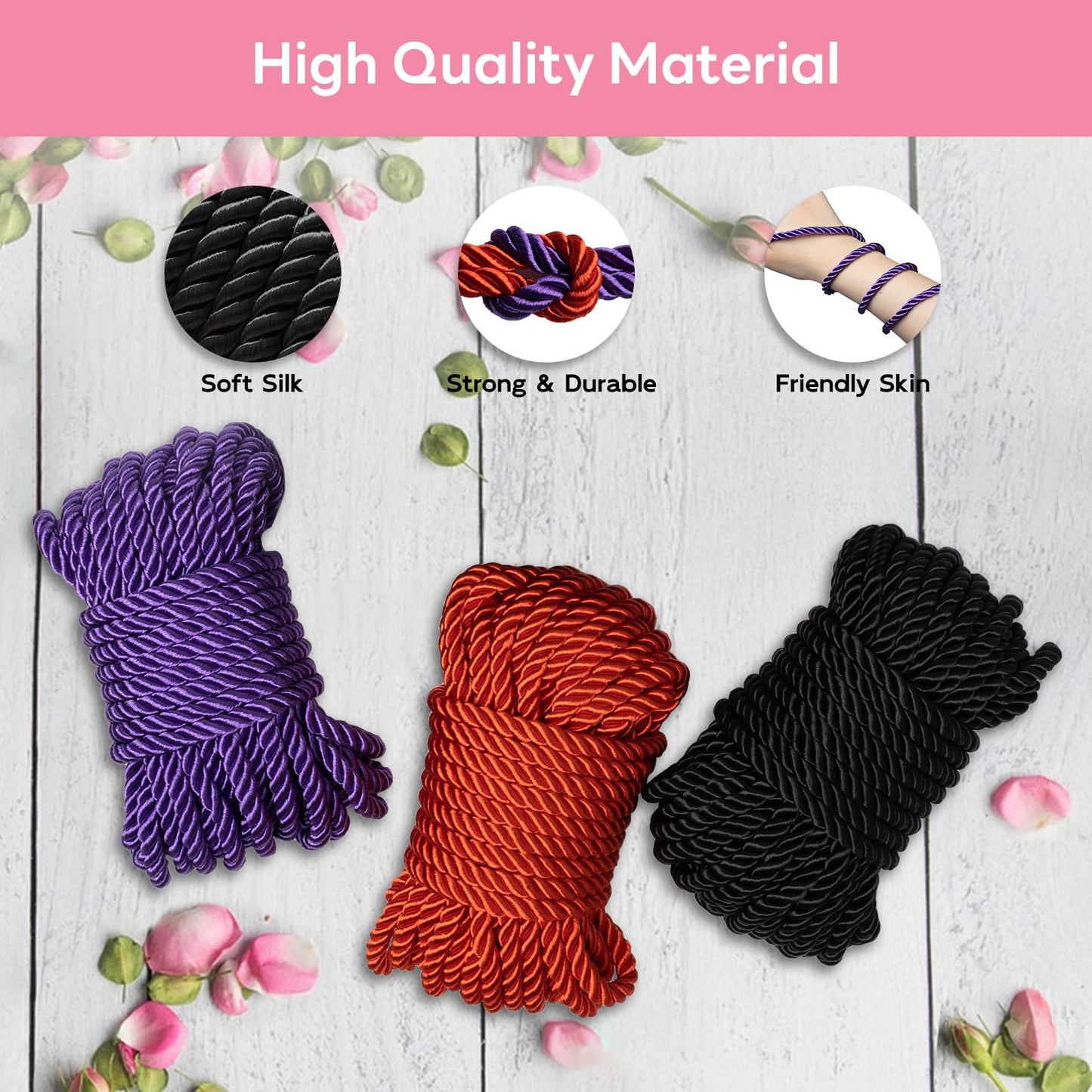 Japanese Rope Style Kit Bedroom Play for Beginners and Experienced Riggers, Silky Soft Rope, Perfect for Simple and Complex Knots