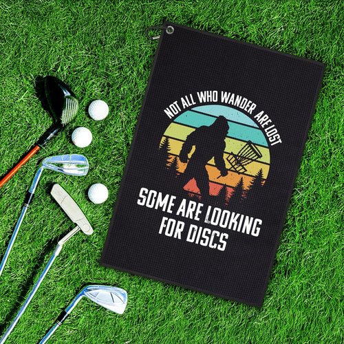 DYJYBMY Not All Who Wander are Lost Some are Looking for Discs Printed Golf Towel for Golf Bags with Clip, Funny Disc Golf Bigfoot Towel, Golf Towel Gifts for Disc Golfer Men Women Disc Golf Lovers