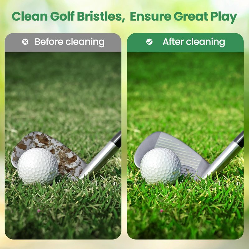 4 Pack Golf Club Brush and Club Groove Cleaner with Retractable Zip-line and Aluminum Carabiner Cleaning Tools , Golf Gifts for Men, Golf Accessories, Golf Ball Cleaner, Easily Attaches to Golf Bag