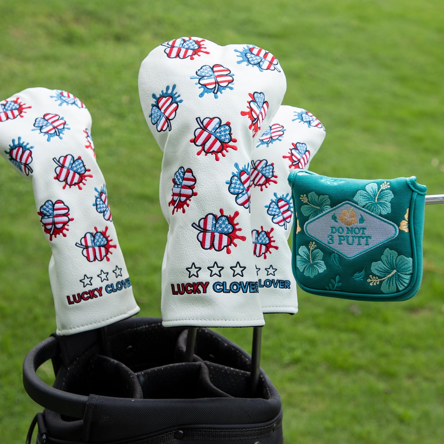 Golf Mallet Putter Headcover, Premium Leather Golf Club Protector - Mallet Putter Cover with Magnetic Closure for Most Brand Golf Blade Putter Cover (Azalea (Canvas Fabric))