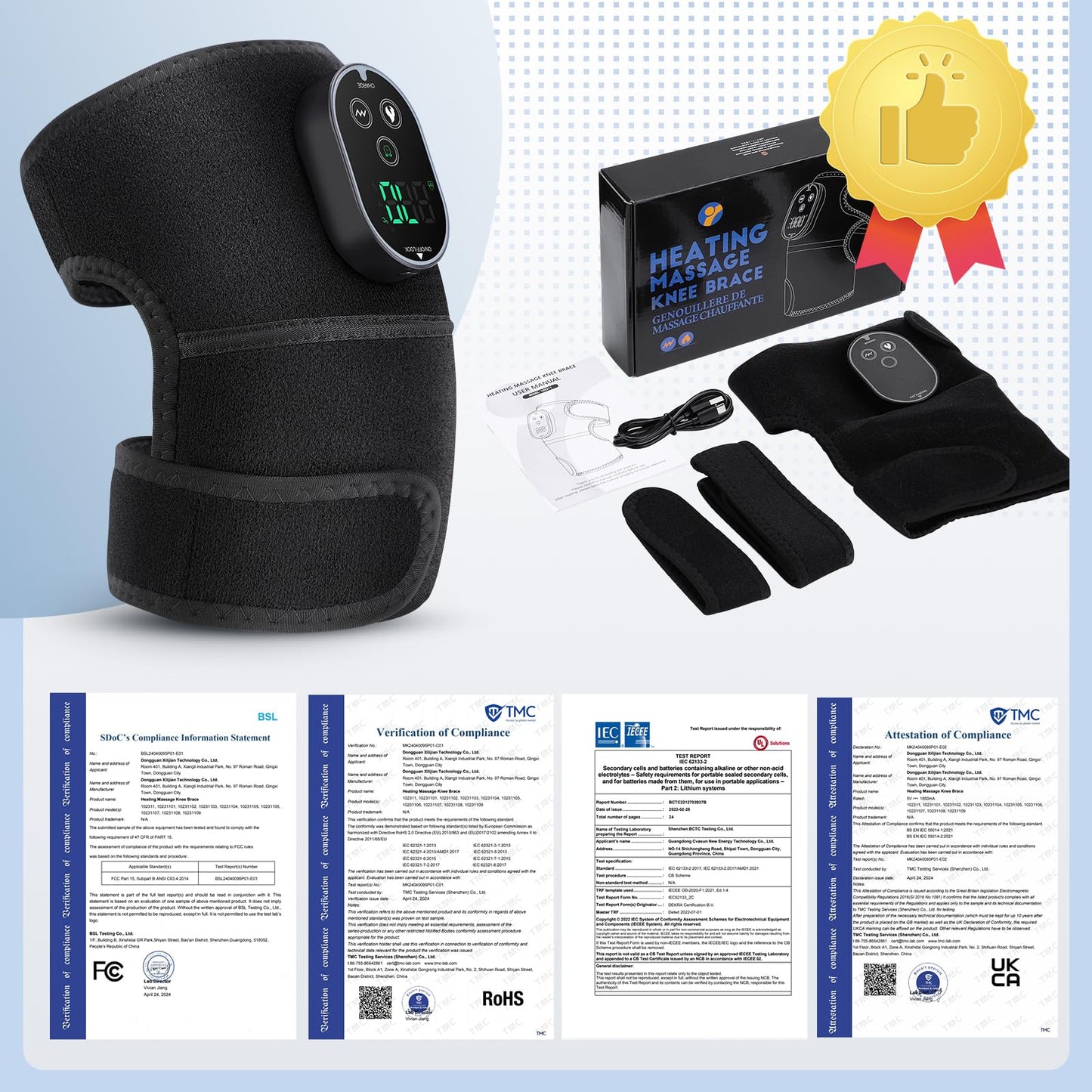 WoloyHeatie Cordless Heated Knee Massager for Pain Relief, FSA Eligible Items List, Heated Brace Wrap Pads for Shoulder Elbow Knee Massage, HSA Approved Products Only