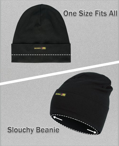BOCOMAL FR Beanie Adjustable Cap 7oz Cotton Flame Resistant Head Covering Welding Hat Arc Rated NFPA2112 CAT2 One Size Black