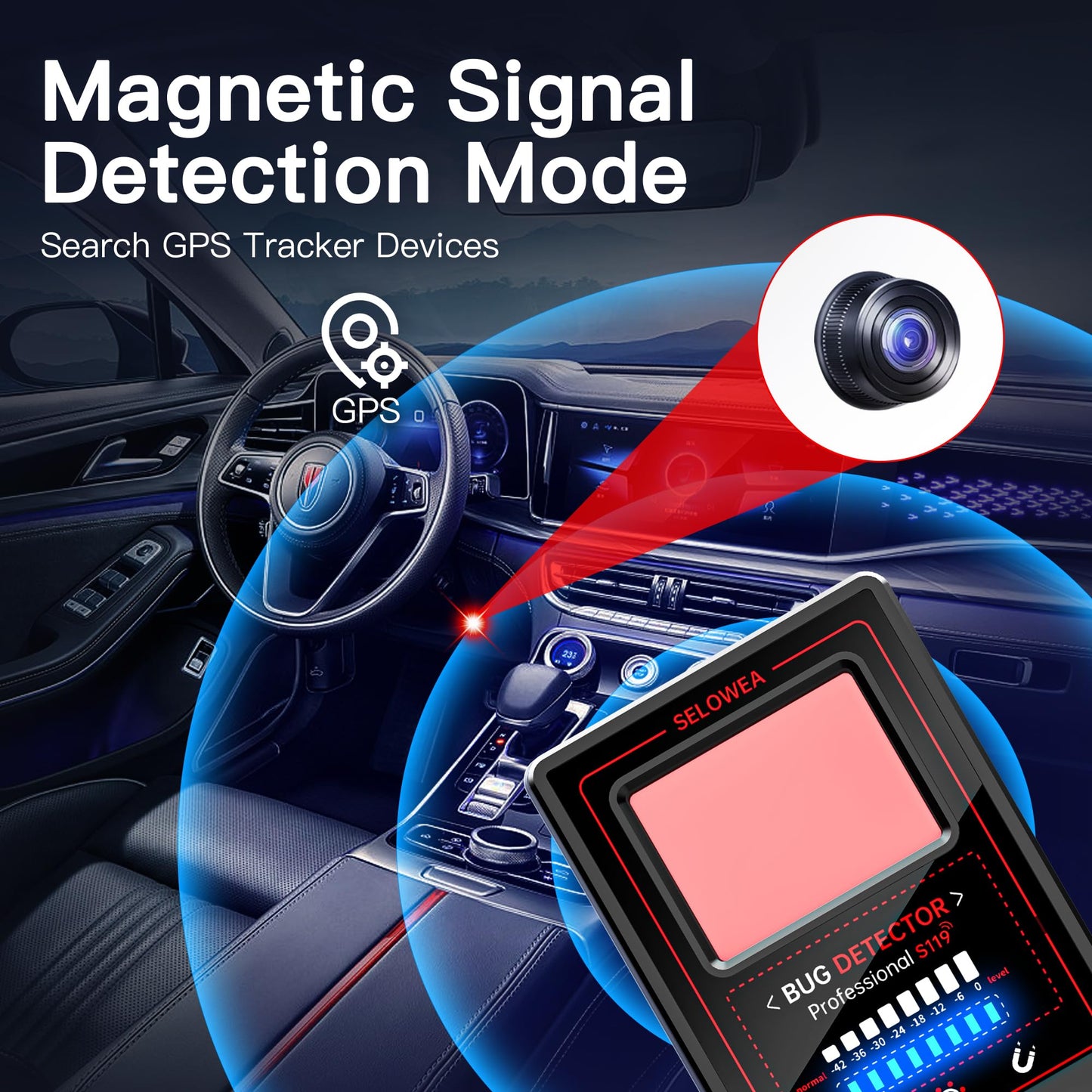 Portable Hidden Camera Detector, Spy Camera Finder, RF Signal Bug Sweeper & GPS Tracker Detector for Home, Office, Hotel & Travel – Anti-Spy Security Scanner