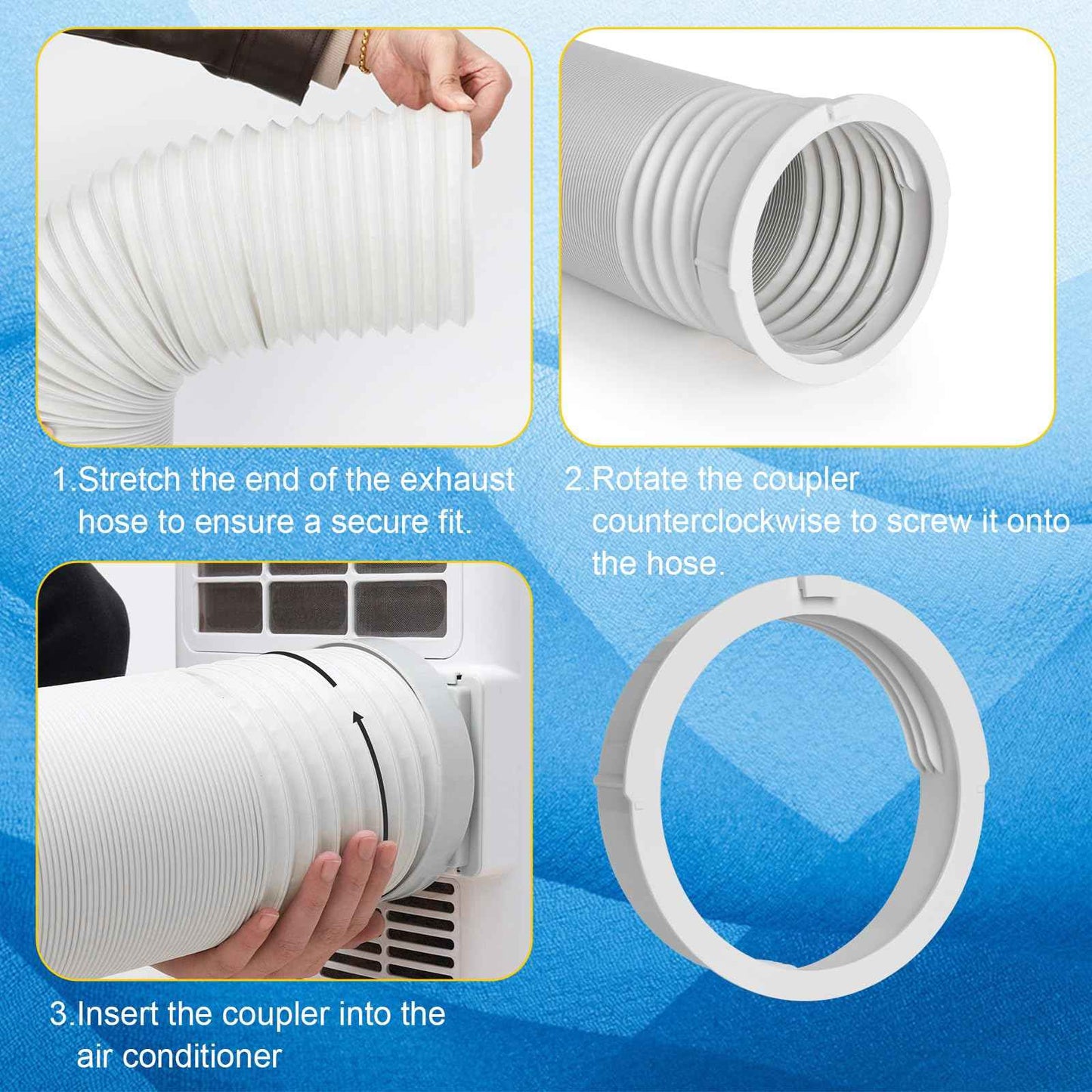 Portable Air Conditioner Hose Kit 5.9" Dia 59" Length AC Hose with Adapter Flexible Exhaust Hose and AC Unit Tube Connector for Portable Air Conditioner Vent AA06