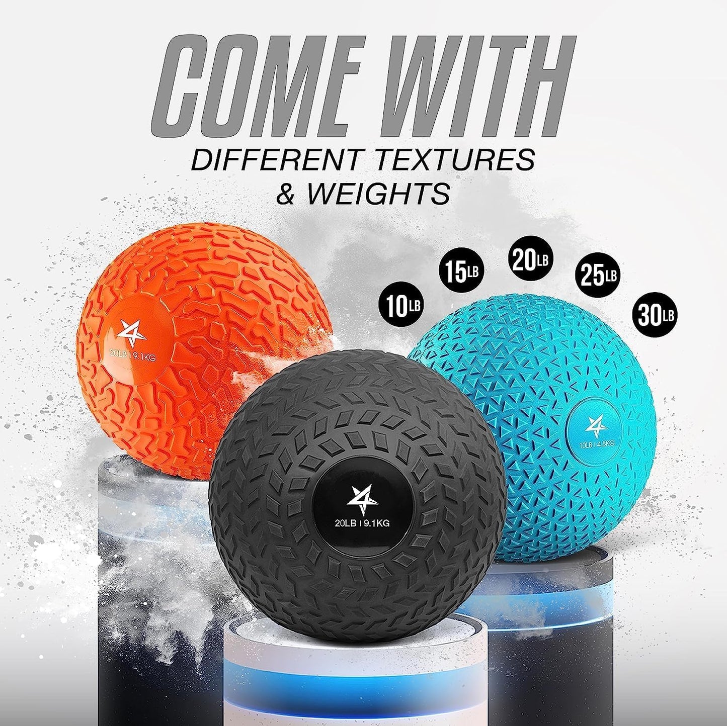 Yes4All Slam Balls - Durable 25lb Weighted Ball for Strength Training | Black PVC Sand-Filled Design