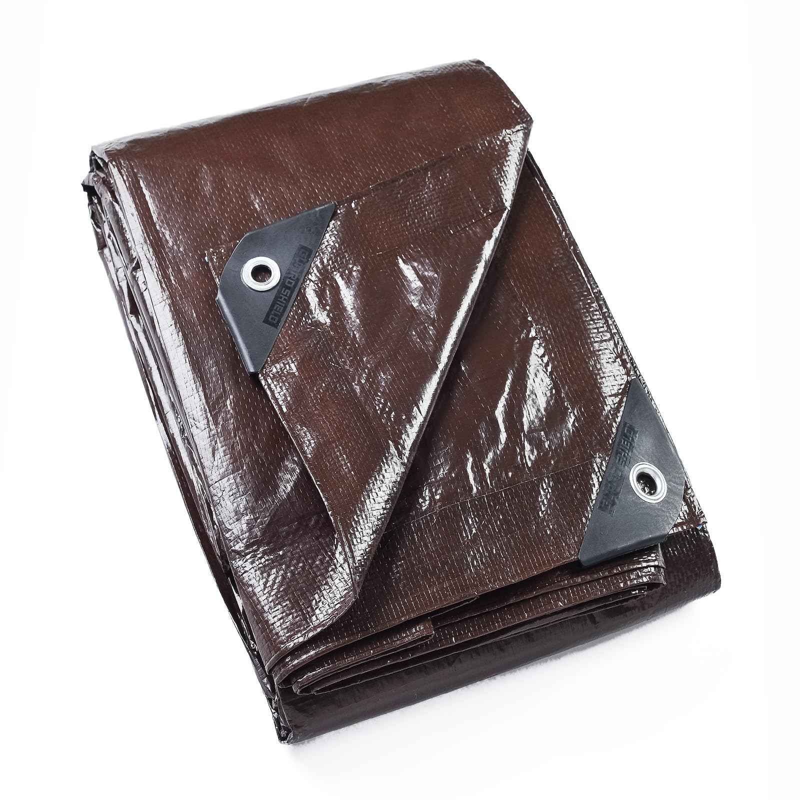 GUARD SHIELD Brown Tarp 10x10 Feet Waterproof Tarps Lightweight Camping Tarp Outdoor Multi Purpose Poly Cover 6mil