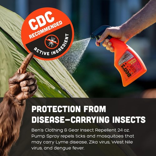 Ben's Clothing & Gear Insect Repellent Spray - Long-Lasting Protection for Clothes & Gear - 24 fl oz
