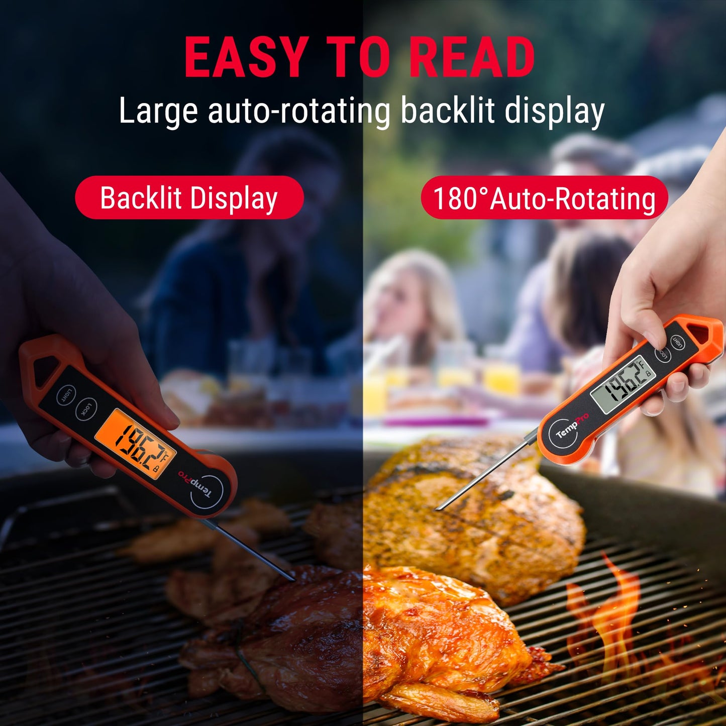 TempPro TP19H 1 Sec Digital Meat Thermometer for Cooking
