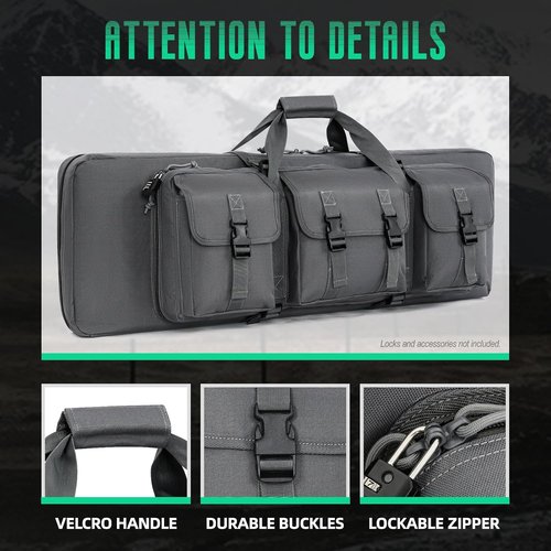 DULCE DOM Double Rifle Case - Soft Gun Bag for Rifles & Pistols | Tactical Storage Backpack (32-52 Inch)