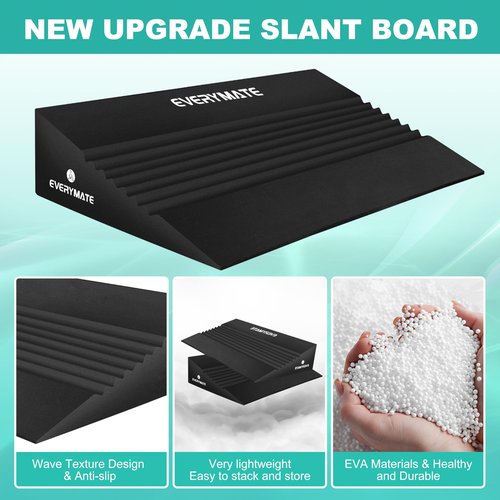 EVERYMATE Squat Wedge, Extra Large Squat Wedge Block, Squat Wedges Weightlifting, Calf Stretching, Slant Board for Squats, Heel Elevated Squat Wedge, Knees Over Toes Squats, Calf Wedge Stretching Block