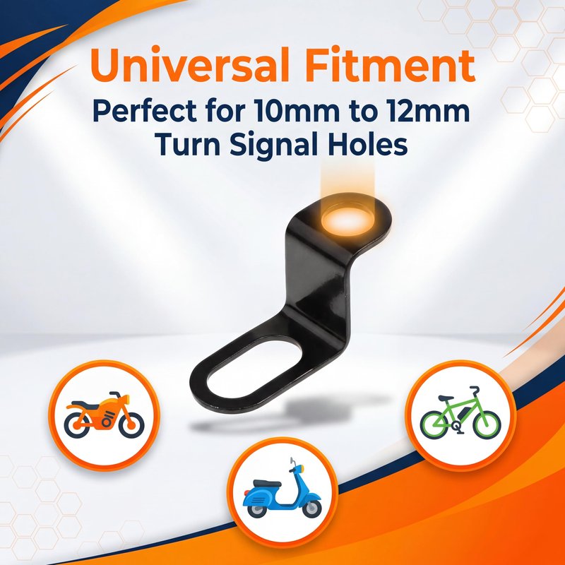 4 PCS Motorcycle Turn Signal Mounting Brackets, Motorcycle Turn Light Support Holder Stand，12mm Hole Indicator Relocation Bracket, L Shape Shock Brackets Metal Holder for Harley, Honda, Suzuki