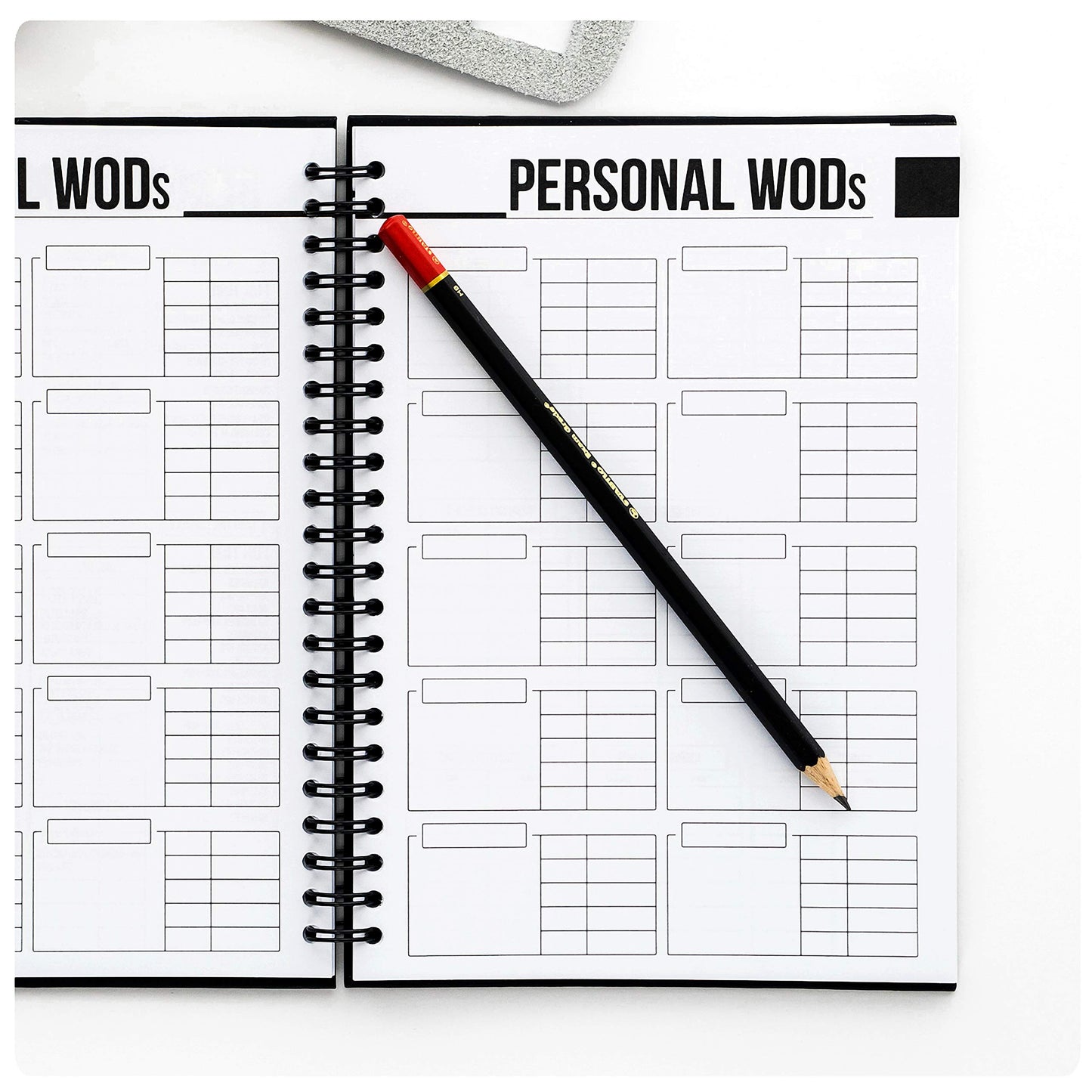 WODBOOK Cross Training Workout Journal - Hard Cover Exercise Planner - Cross Training Tracking Diary - WOD Logbook - 140 Pages (Track 200 WODs + 130 Benchmarks + Personal Records)