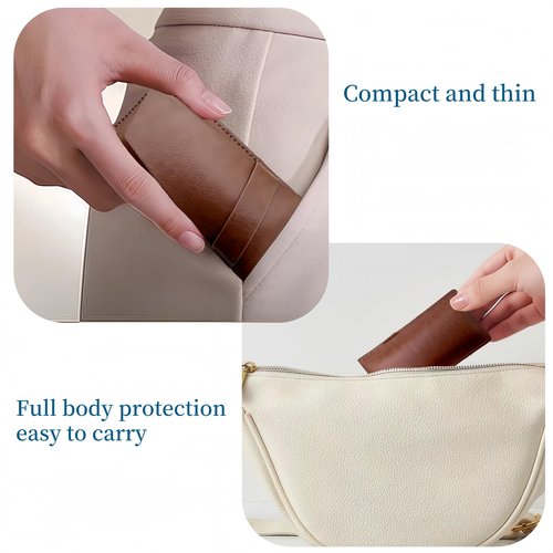 JKCWOTS Protective Case for KardiaMobile 6L Personal EKG/Kardia Mobile 6 EKG Device,stylish and lightweight PU case （Brown）