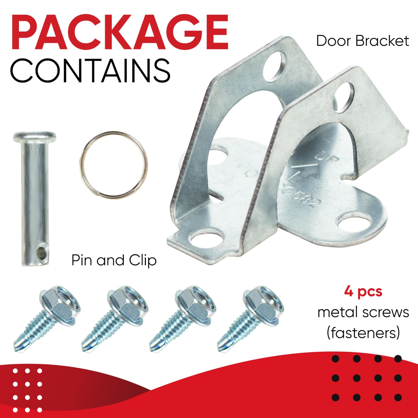 41A5047 Door Bracket for Garage Door Openers, Compatible with Chamberlain, Craftsman, LiftMaster Models, Pin, Clip & 4 Fasteners Included