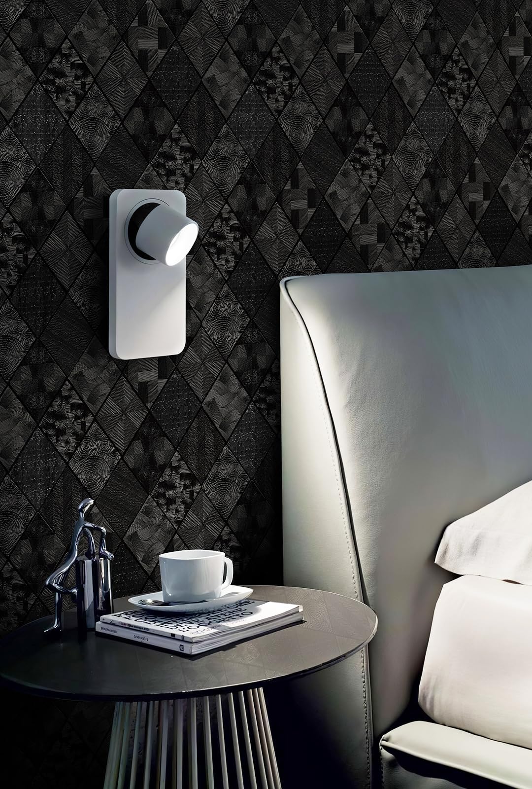 Zeeko Black Textured Peel and Stick Wallpaper 3D Embossed Geometric Linear Contact Paper Removable Waterproof Wall Paper 17.3" x 80"