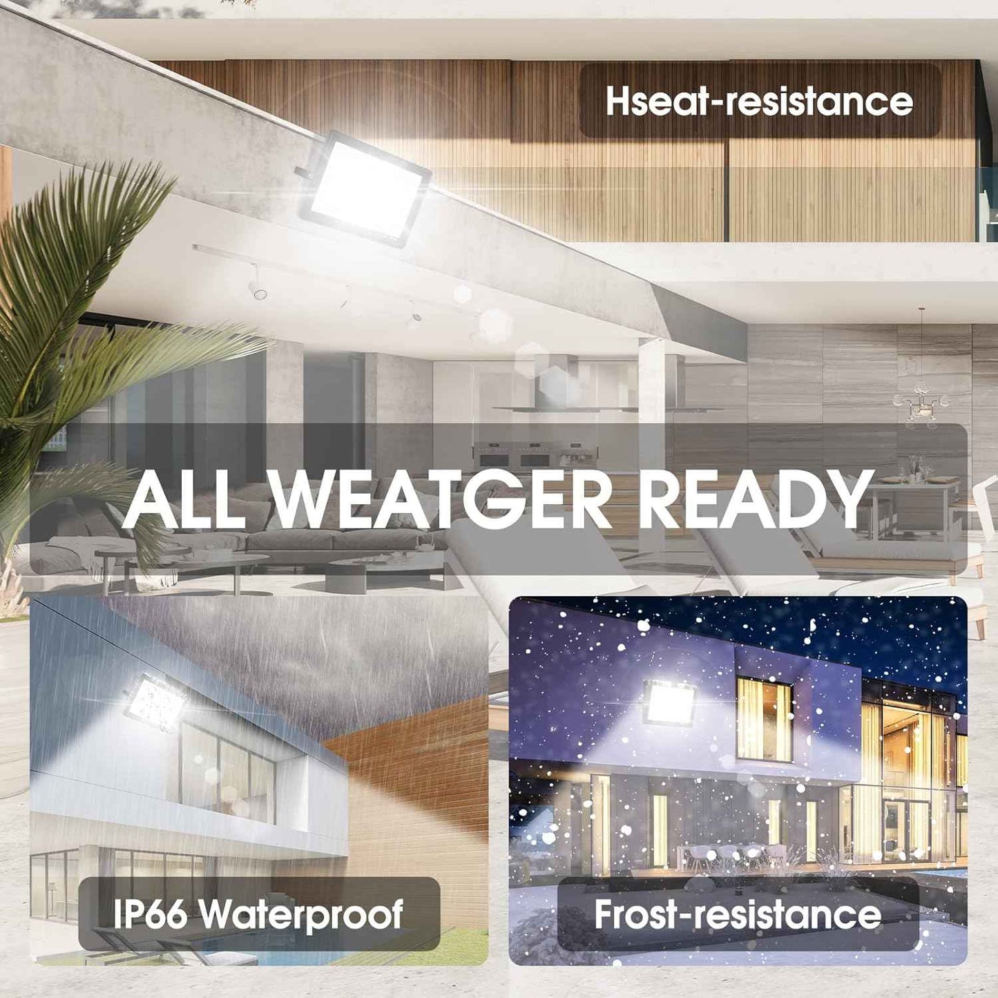 300W LED Flood Light - 2000W Equivalent, 5000K Daylight, 43500LM Waterproof Commercial Lighting for Sports Fields & Stadiums