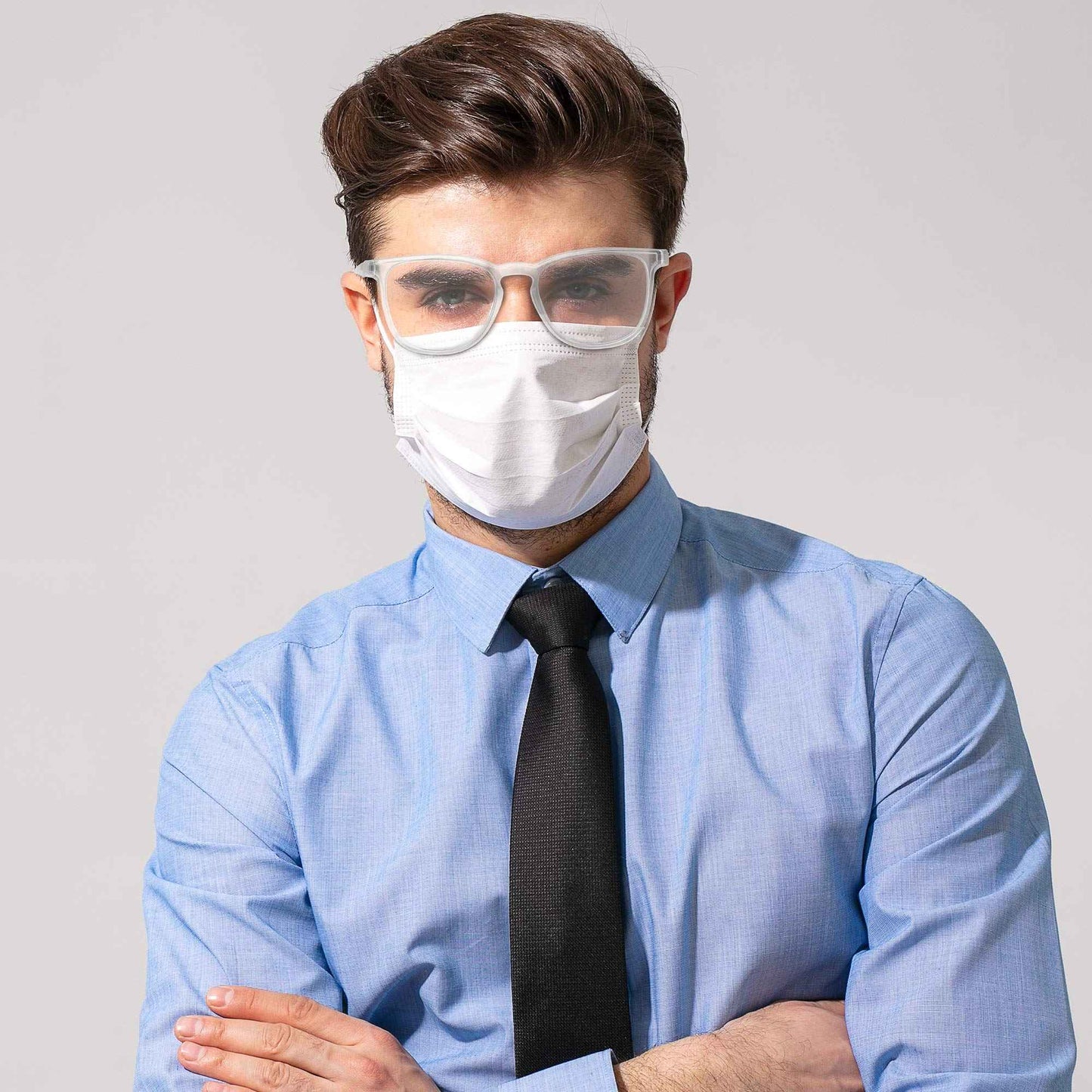 Stylish Safety Glasses, Clear Anti-Fog Anti-Scratch Protective Glasses For Men And Women（Clear+Gray（2 Pack））