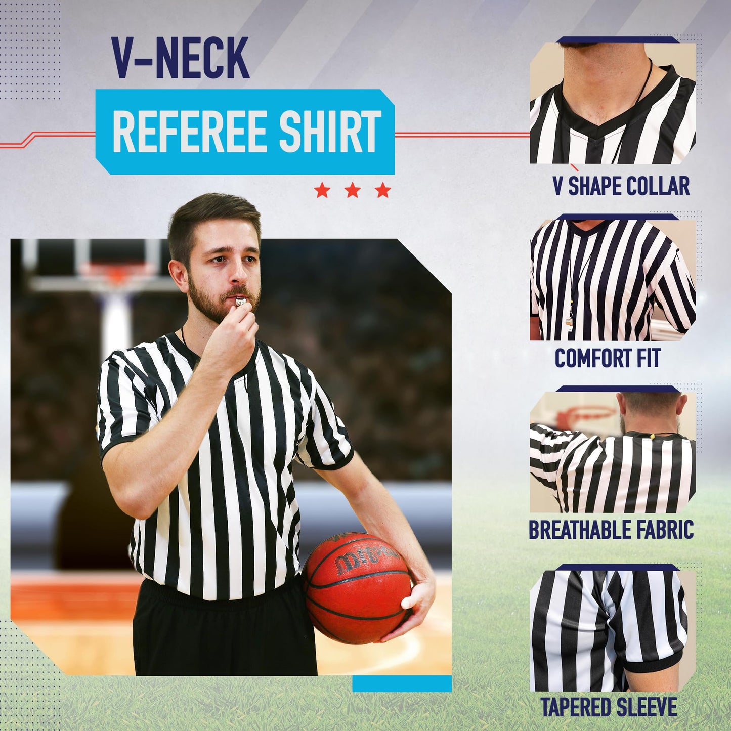 Murray Sporting Goods Men's V-Neck Referee Shirt | Men’s Official Short Sleeve Pro-Style V-Neck Officiating Halloween Costume (XX-Large)