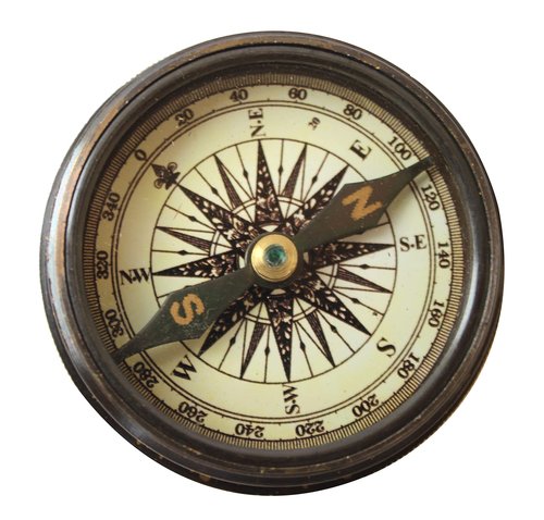 Marine Pocket Compass 1920 Vintage Brass Navigation Compass with Engraved Lid Antique Nautical Instrument