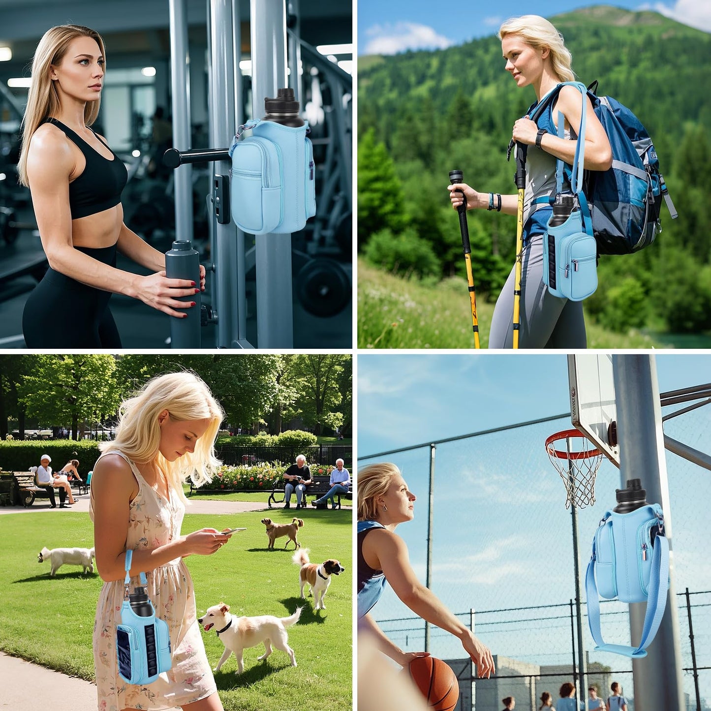 Magnetic Gym Bags for Men & Women with Adjustable Strap, Small Magnet Bag Company Water Bottle Holder with Phone Pocket for Travel, Work, Sports, Blue