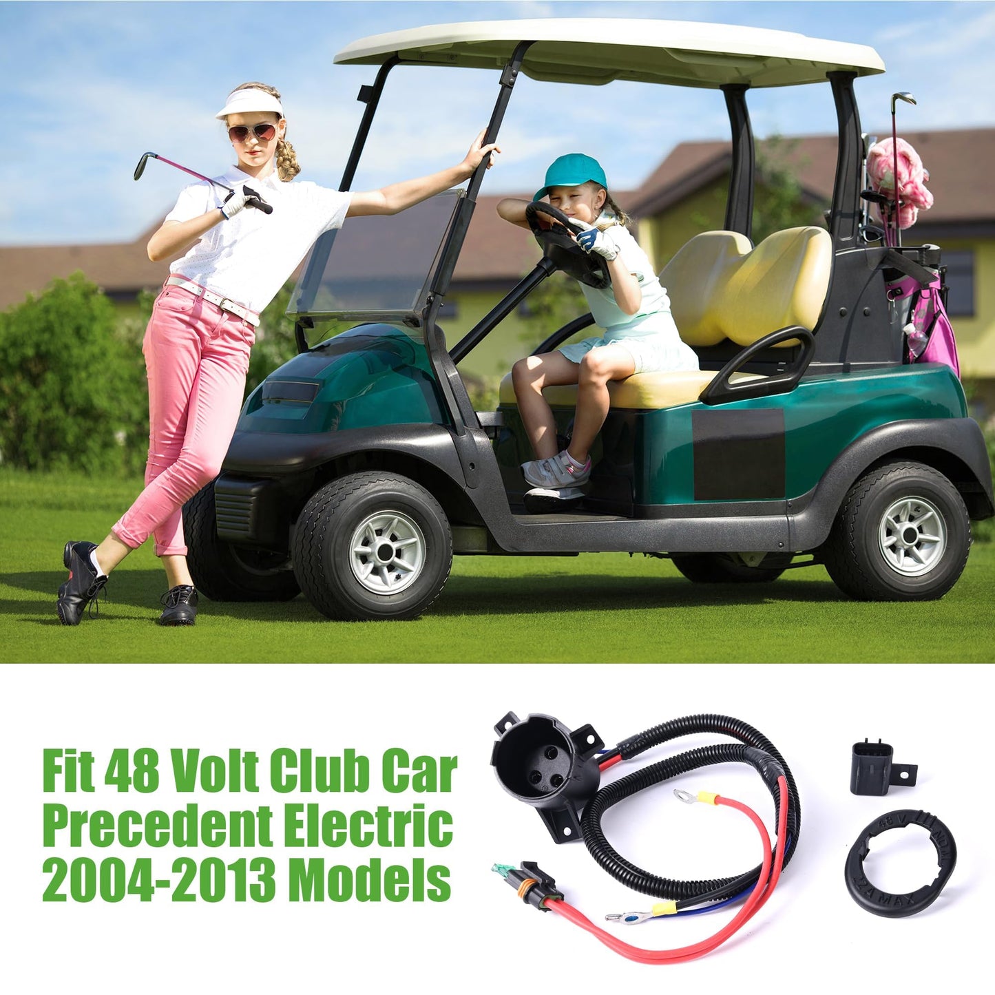 10L0L Golf Cart Charger DC Receptacle for Club Car Precedent 2004-up 48V Electric Carts, Harness Assembly Replaces OEM 103375501 102510201
