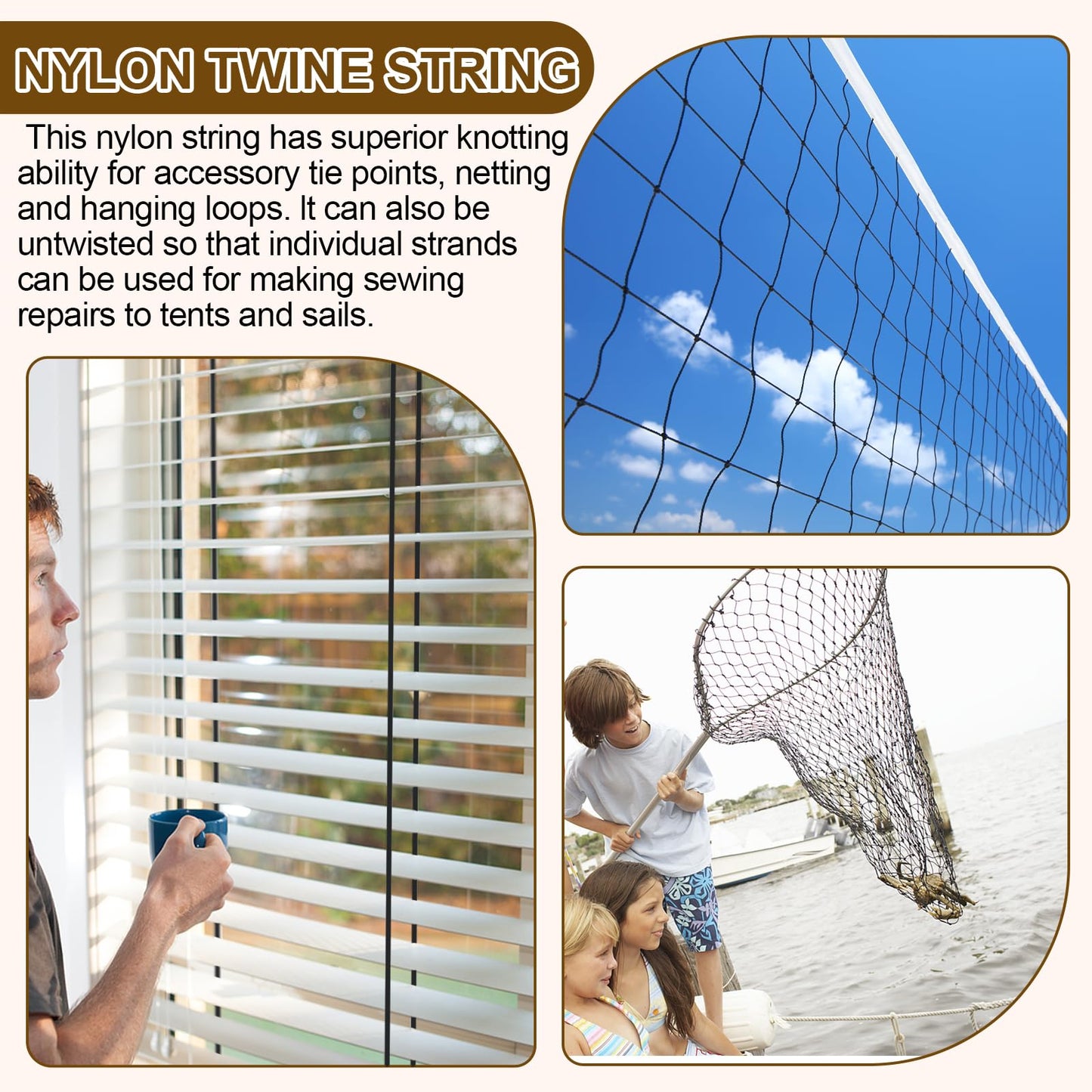 Black Nylon String 984ft 2mm Cord Twine for Garden Tomato Climbing