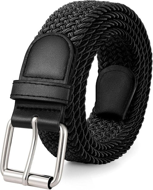 JASGOOD Braided Stretch Belt for Men - Adjustable Elastic Woven Fabric | 1 3/8" Golf & Casual Use