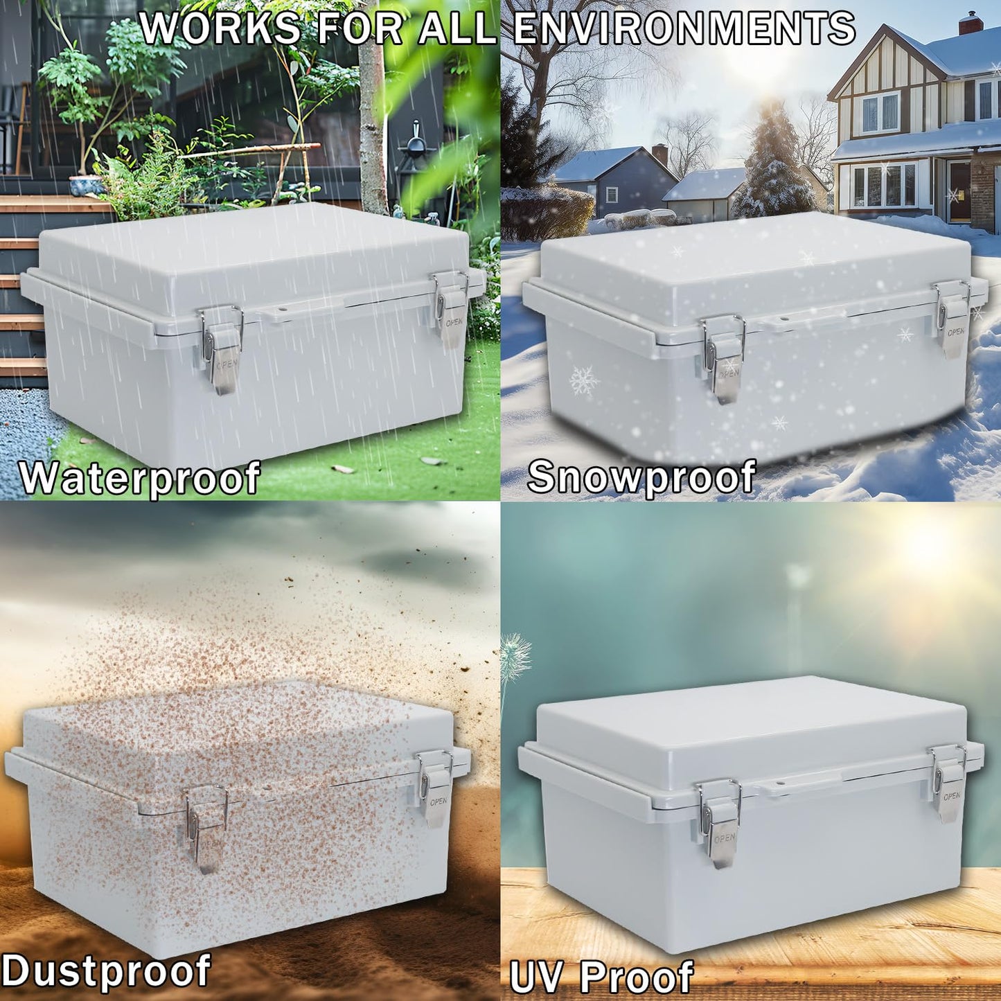 LuSumtly Electrical Box, Outdoor Waterproof Box IP67 Junction Box with Mounting Plate,ABS Plastic Project Box Power Cord Enclosure Grey 5.9" Dx5.9 Wx3.5 H