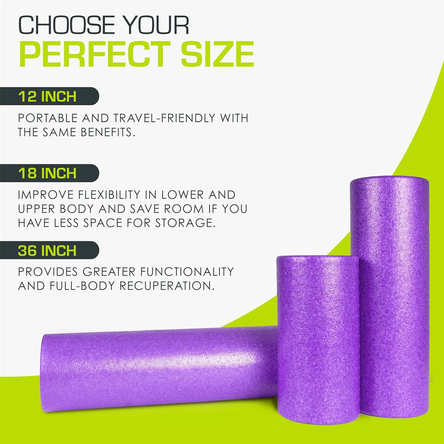 ProsourceFit High Density Foam Roller - 36-Inch Firm Massage Tool for Back Stretching & Yoga | Purple
