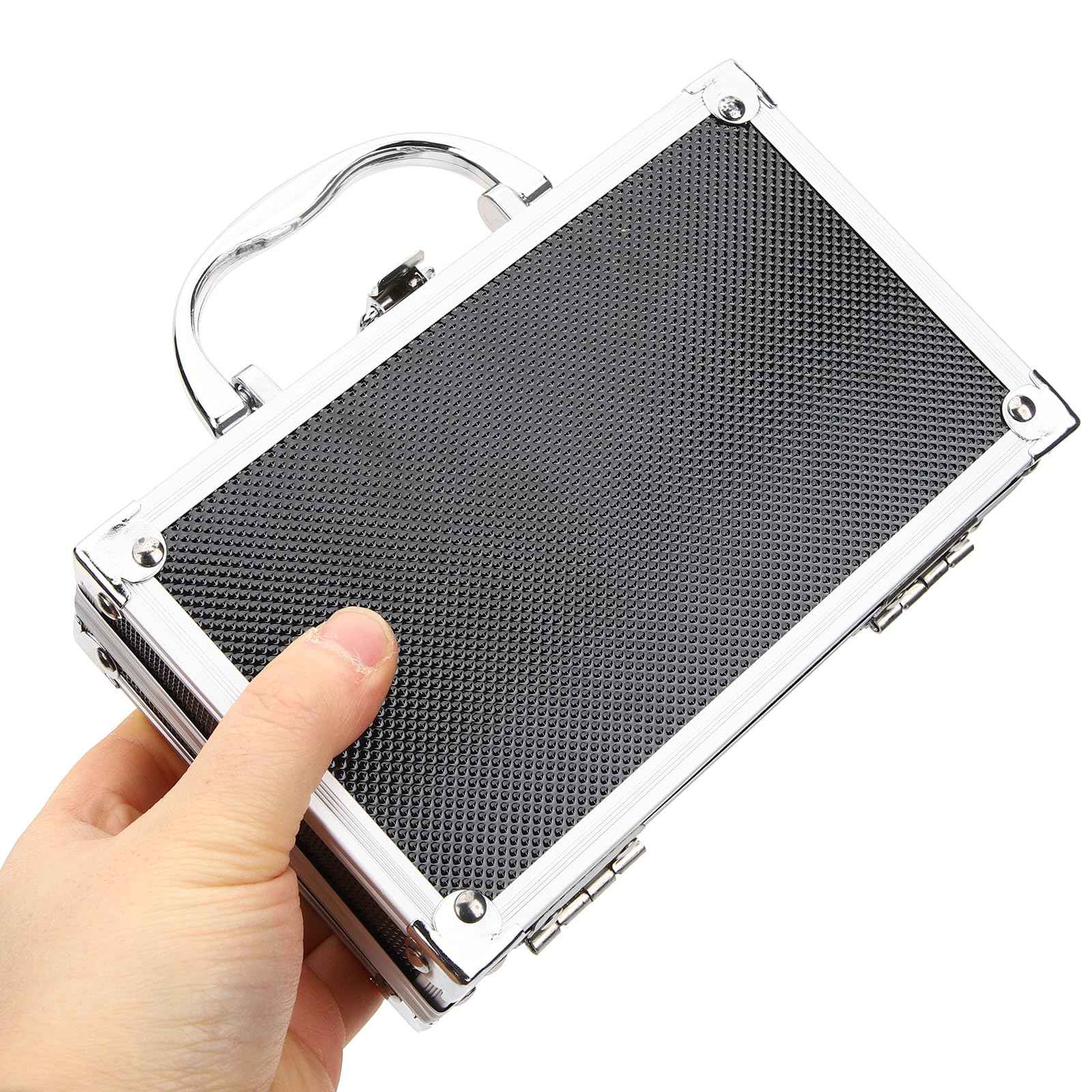 Veemoon Locking Storage Case,Aluminum Case Travel Cord Organizer, Storage Case, Barber Bag Hard Briefcase Aluminum Man Machine