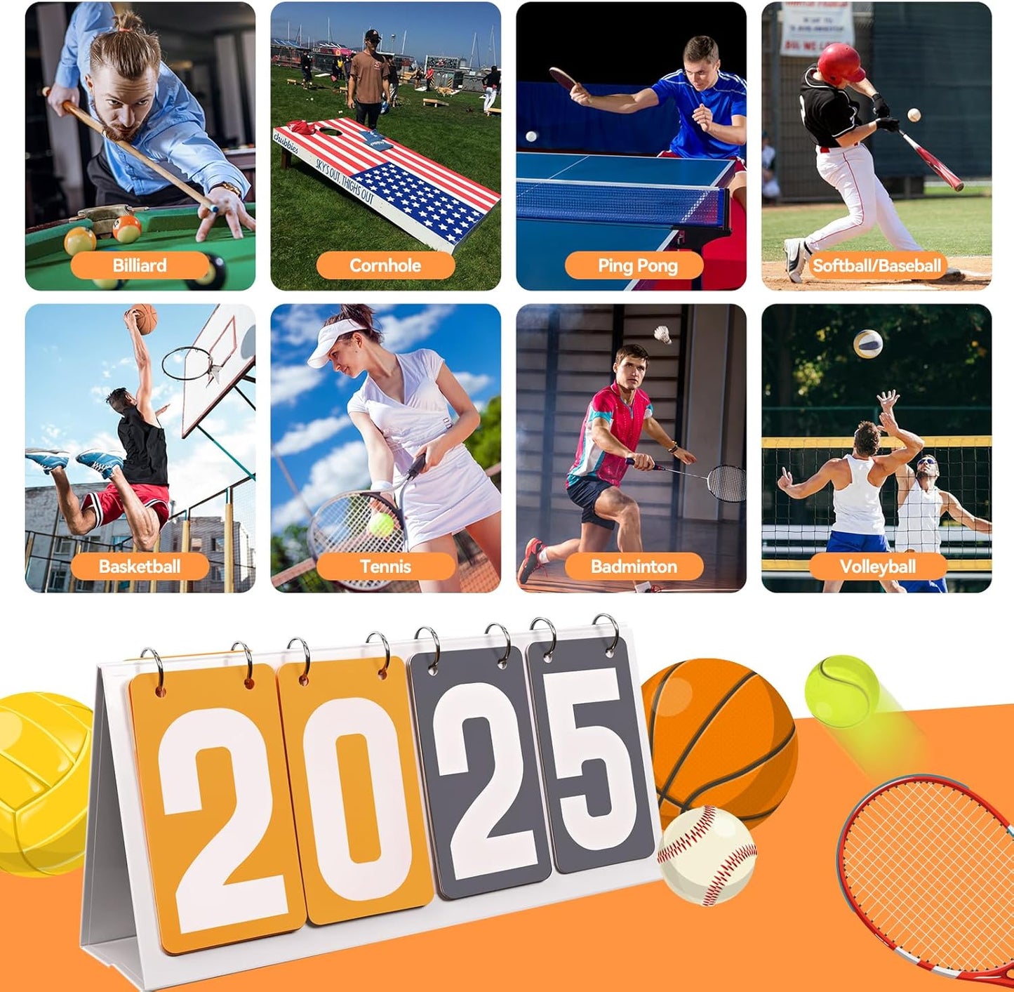 Scoreboard Flip Tabletop Score Counter - Portable & Waterproof for Pool, Table Tennis, Basketball | Durable Sports Training Tool