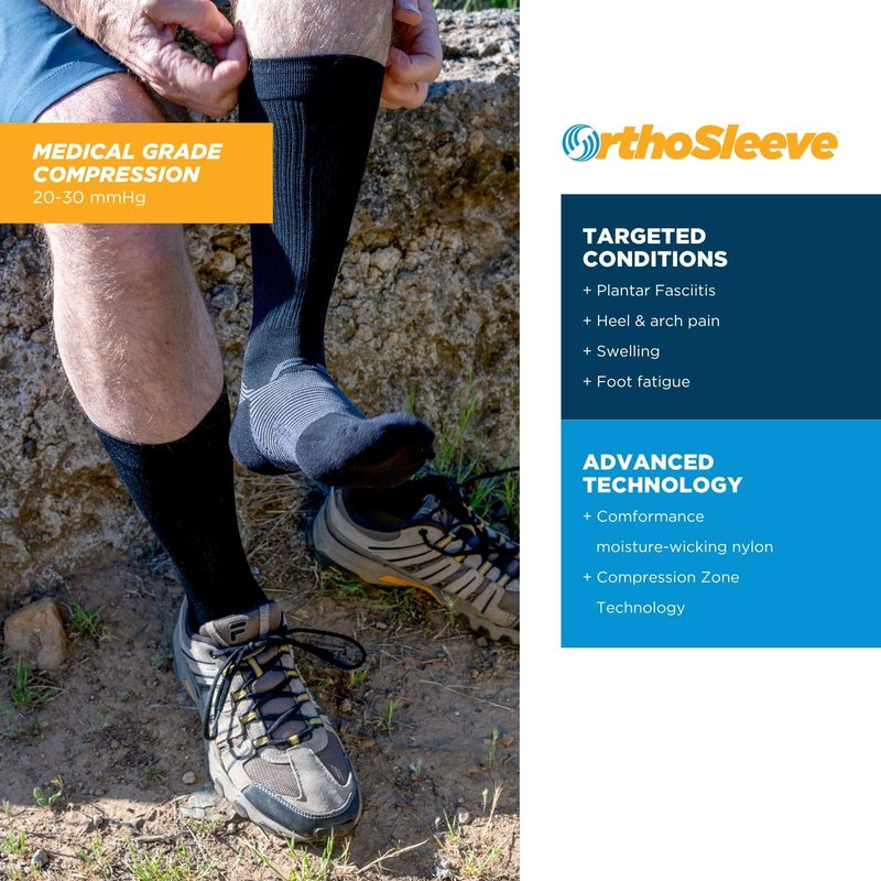 OrthoSleeve Plantar Fasciitis Orthotic Socks helps with plantar fasciitis, heel and arch pain (White, Large)
