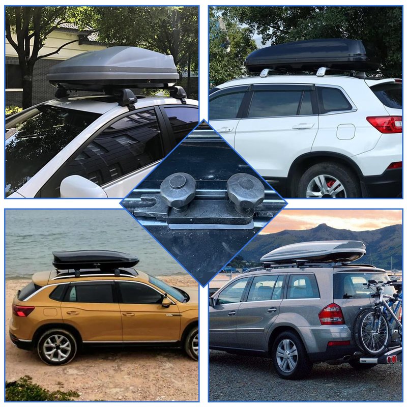 Bledtax 4 PCS Roof Box U-Bolt Clamps Universal Stainless Steel Inner Width 85mm/3.35in Rooftop Cargo Carrier Rack Bolts with 8 Lock Nuts, 2 Strap Car Van Mounting Fitting Kit
