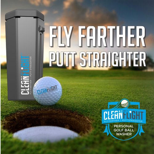 Clean Flight The Original Premium Golf Ball Washer - Portable Cleaner for Golf Bag or Cart - Best Golf Accessories Gifts for Men & Women. (1Pack)