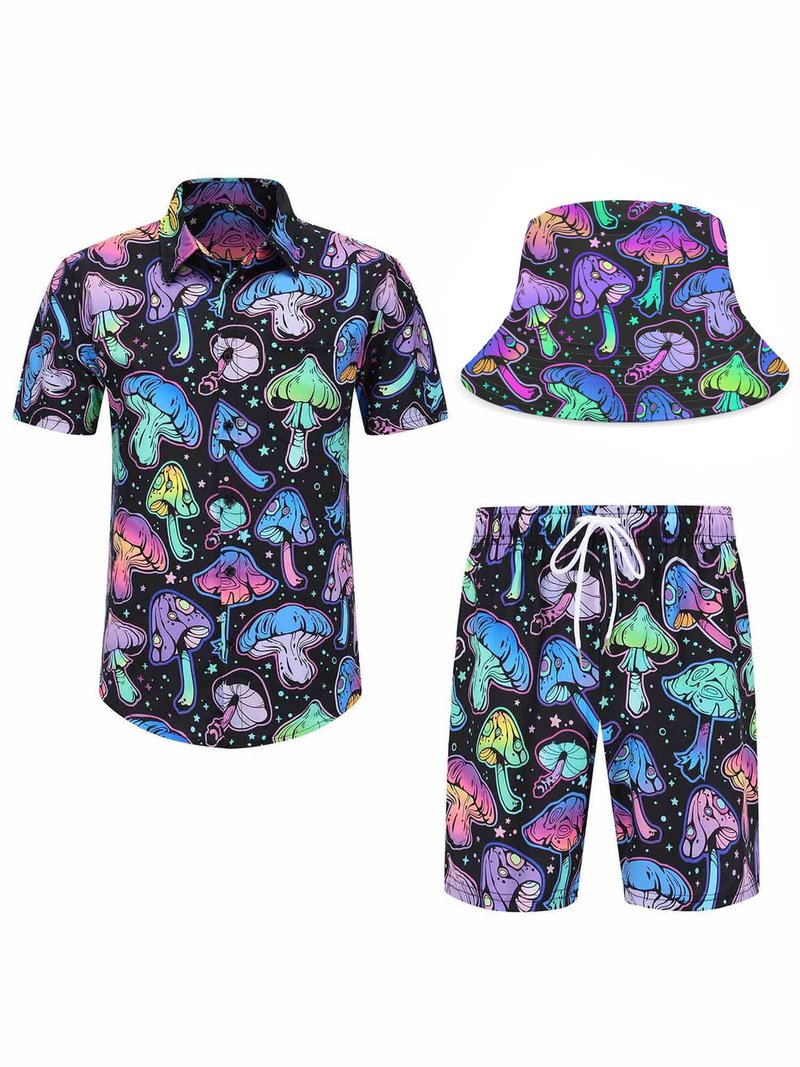 PATSINFOS rave shirt,rave outfits men,mens festival clothing,festival outfits for men,mushroom Hawaiian Shirt For Men,04