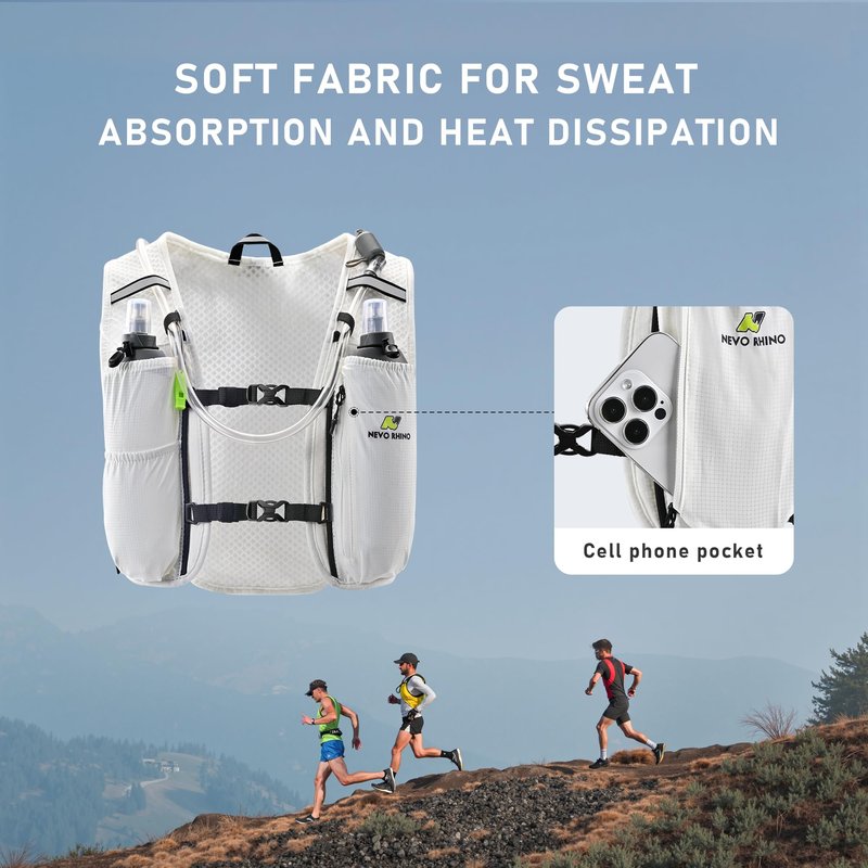 N NEVO RHINO Running Vest, Hydration Vest Pack, Lightweight Hydration Backpack with 1.5L Water Bladder for Hiking, Trail,Cycling,Bike,Marathons for Women Men