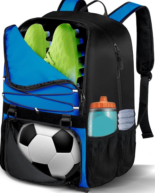 Lointet Youth Soccer Bag - Versatile Sports Backpack with Ball Compartment | Fits Basketball, Football, Volleyball - Black