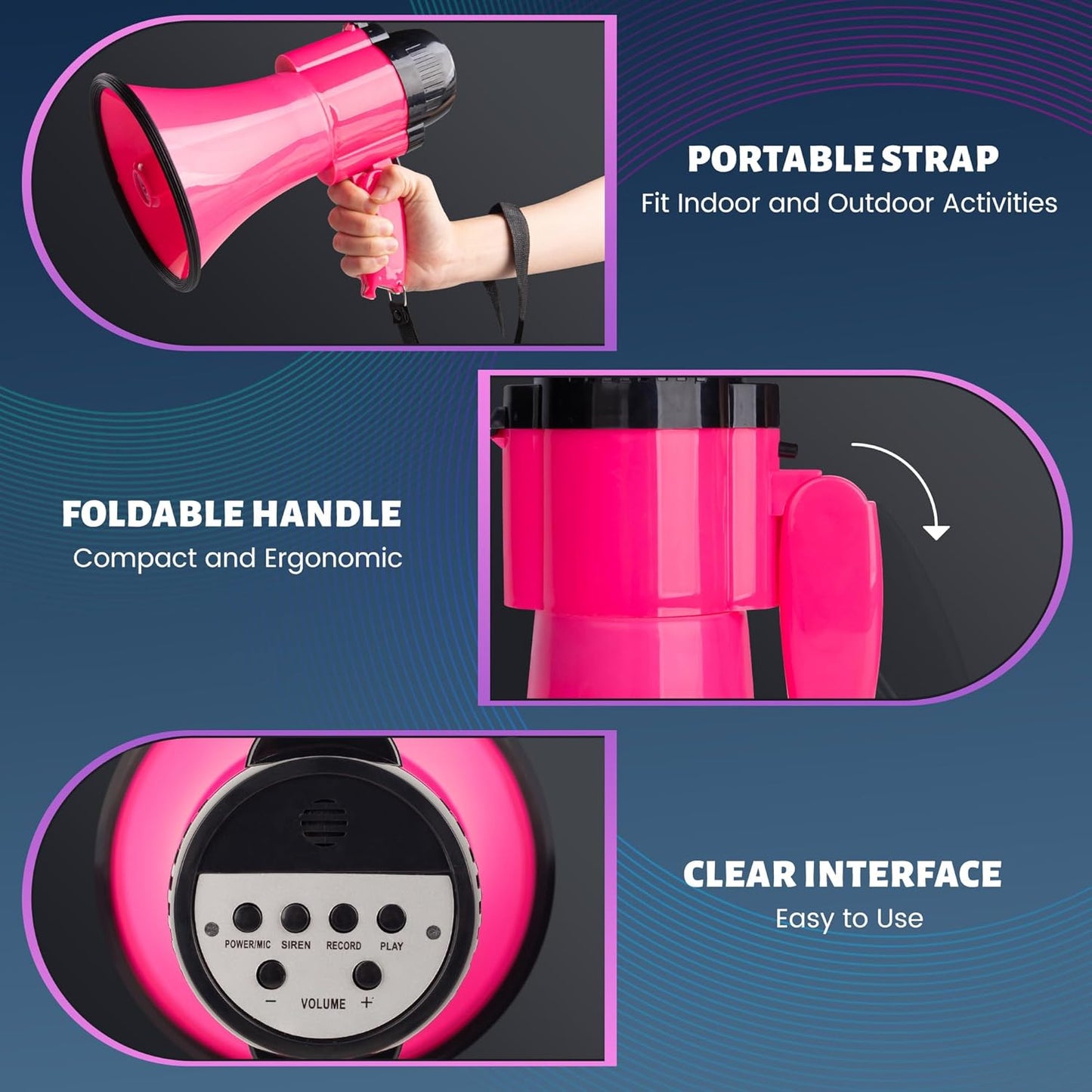 Skiennix 30W Portable Megaphone Bullhorn Speaker - Voice, Siren/Alarm, 240S Recording, Volume Control