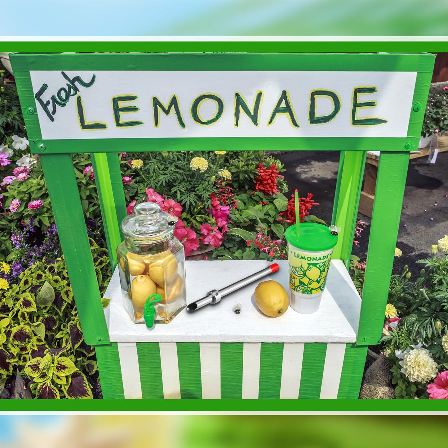 Lasnten 2 Pack Straw Puncher for Plastic Lids Lemonade Cups, Stainless Steel Straw Hole Puncher Punching Tools for Cafe Drinks Fresh Squeezed Lemonade Stand Supplies (8.7 Inch,Red)