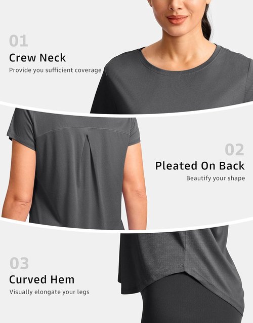 G Gradual Women's Athletic Yoga Tops - Lightweight, Quick-Dry Short Sleeve Gym Shirts | Loose Fit