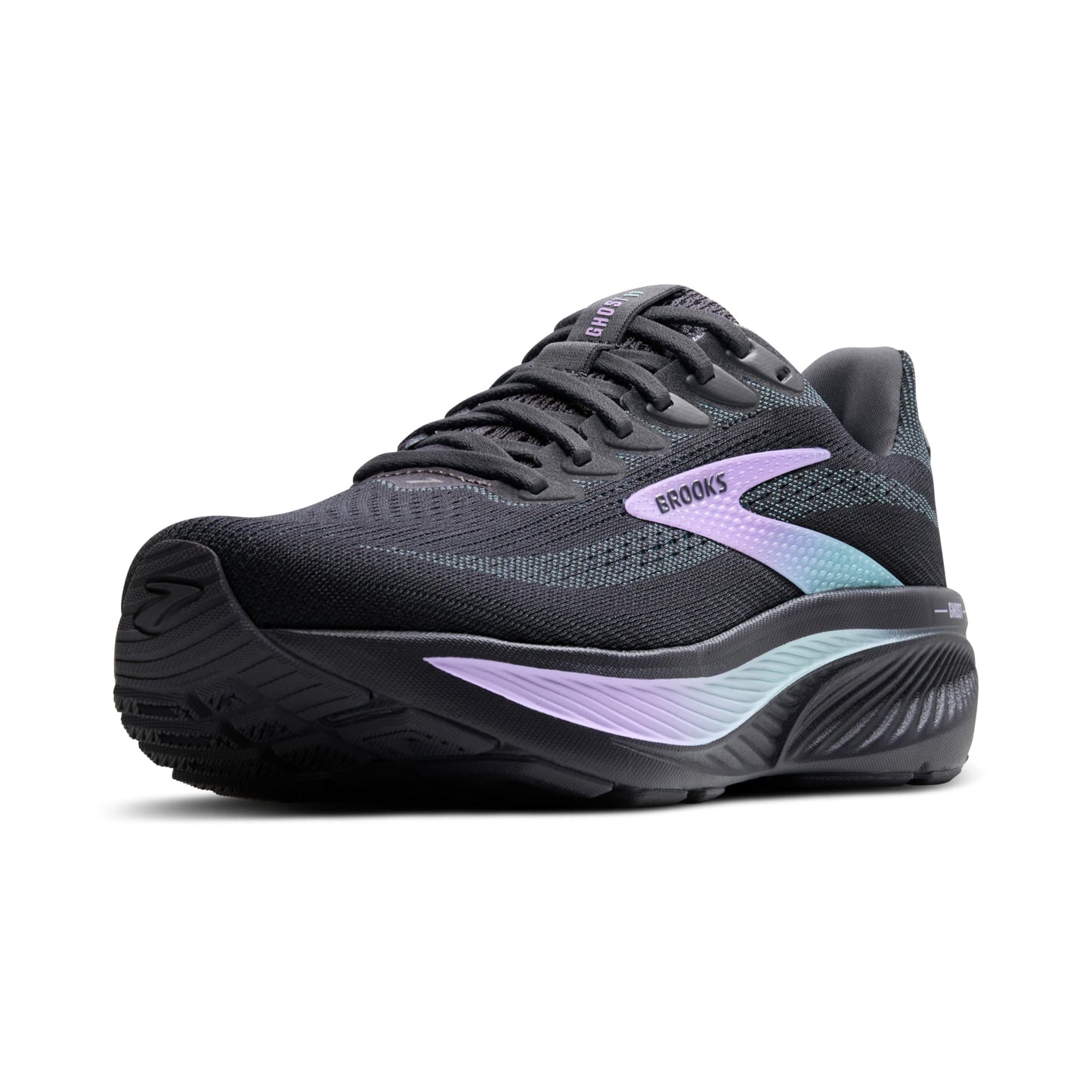 Brooks Women’s Ghost 17 Neutral Running Shoe - Grey/Clearwater/Purple - 10 Medium