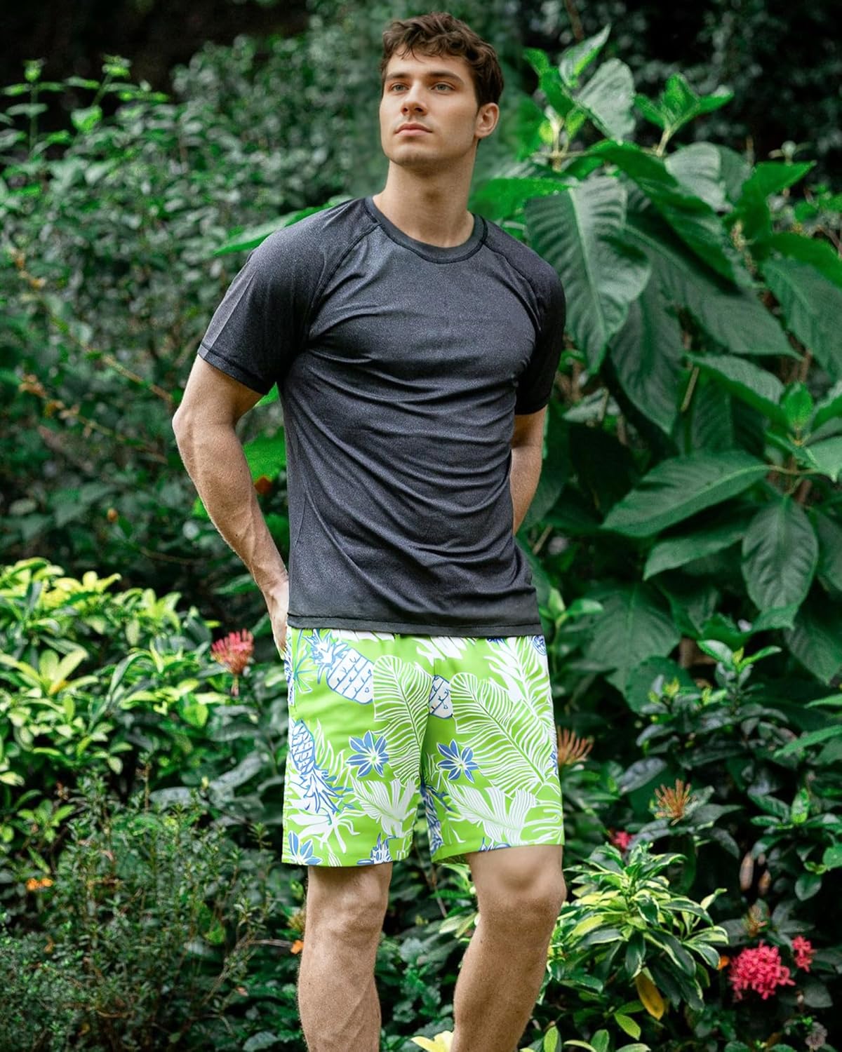 SURF CUZ Men's Swim Trunks - Quick-Dry 7" Swim Shorts with Compression Liner | Stretchy Comfort