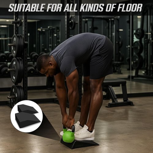 2 pack Squat Wedge Block for Heel Elevated Squat Weightlifting Calf Stretcher Slant Board for Mobility Balance and Strength Performance