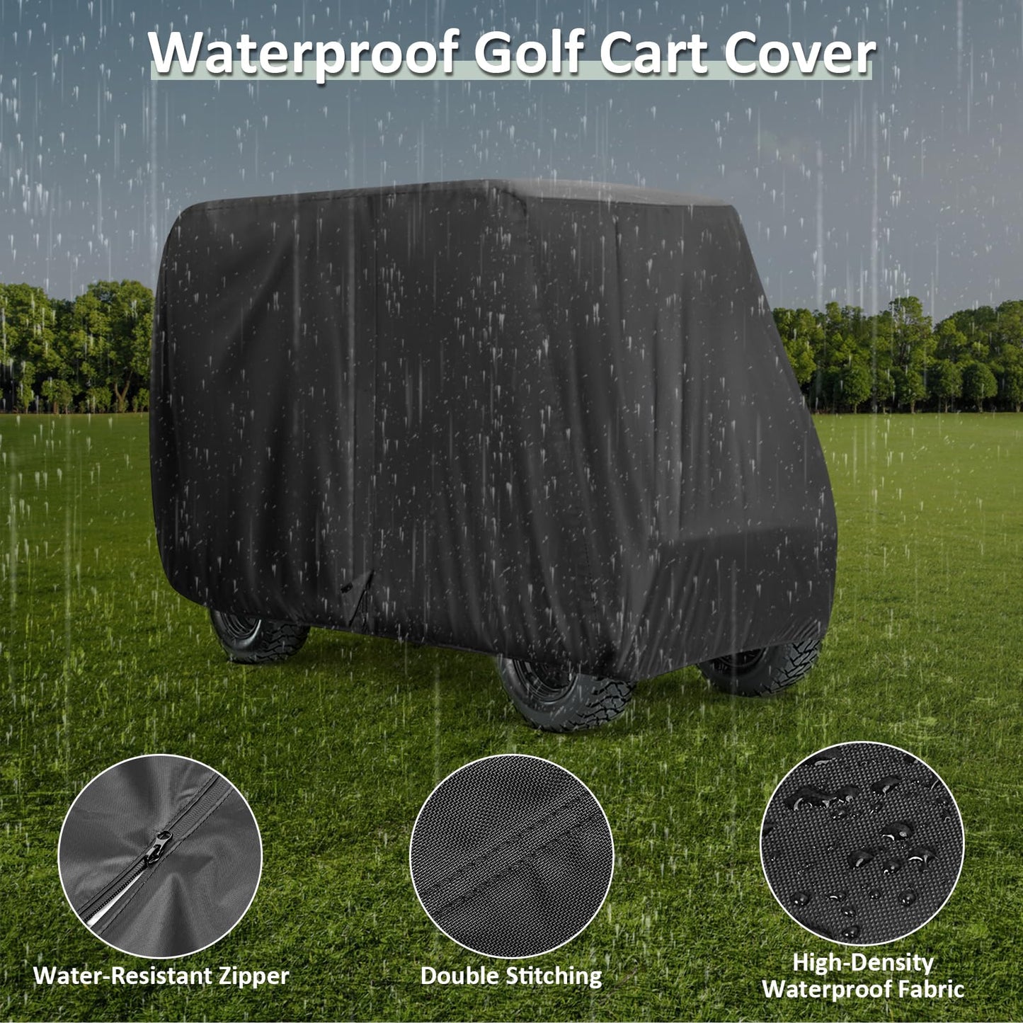 Golf Cart Cover 4 Passenger, Waterproof Golf Cart Covers for EZGO/Club Car/Yamaha Golf Carts,All Weather Protection Dustproof Universal Golf Cart Enclosure-118x 56 x 83 Inch