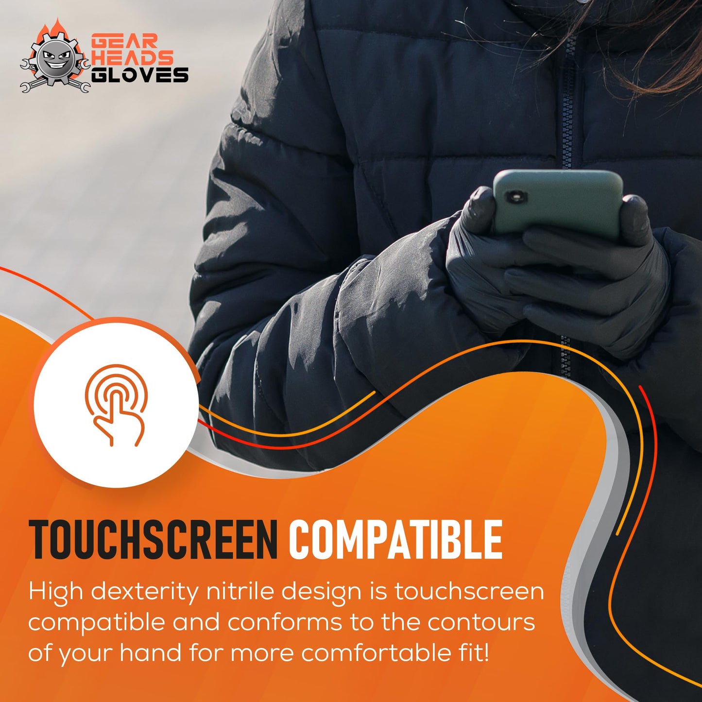 GEARHEADS Black Nitrile Disposable Gloves - 5 Mil Thickness, Chemical, and Food Safe, Latex-Free, Powder-Free, Textured Fingertips, Ideal for Mechanics, Cleaning, Food Prep (Large (Pack of 100))