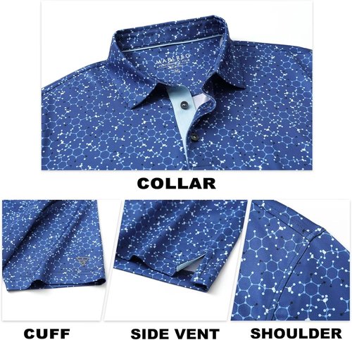 M MAELREG Men's Golf Polo Shirt - Short Sleeve Moisture-Wicking Performance with Stylish Prints
