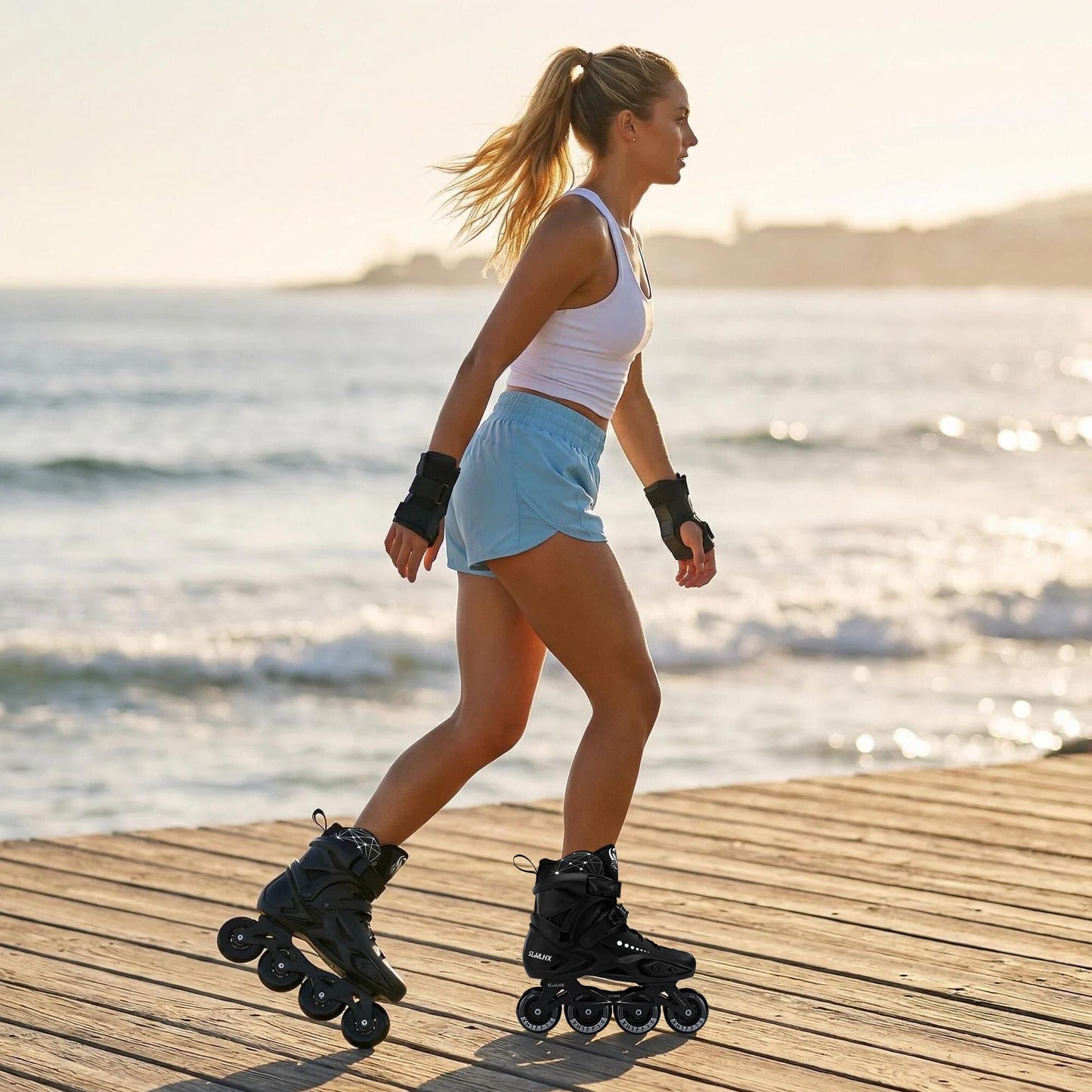 Inline Skates for Men Women,Performance Fitness Roller Skates Blades Adult Male Female, Comfortable Breathable Racing Skates with Washable Lining, Beginner Unisex,Outdoor/Indoor,Black