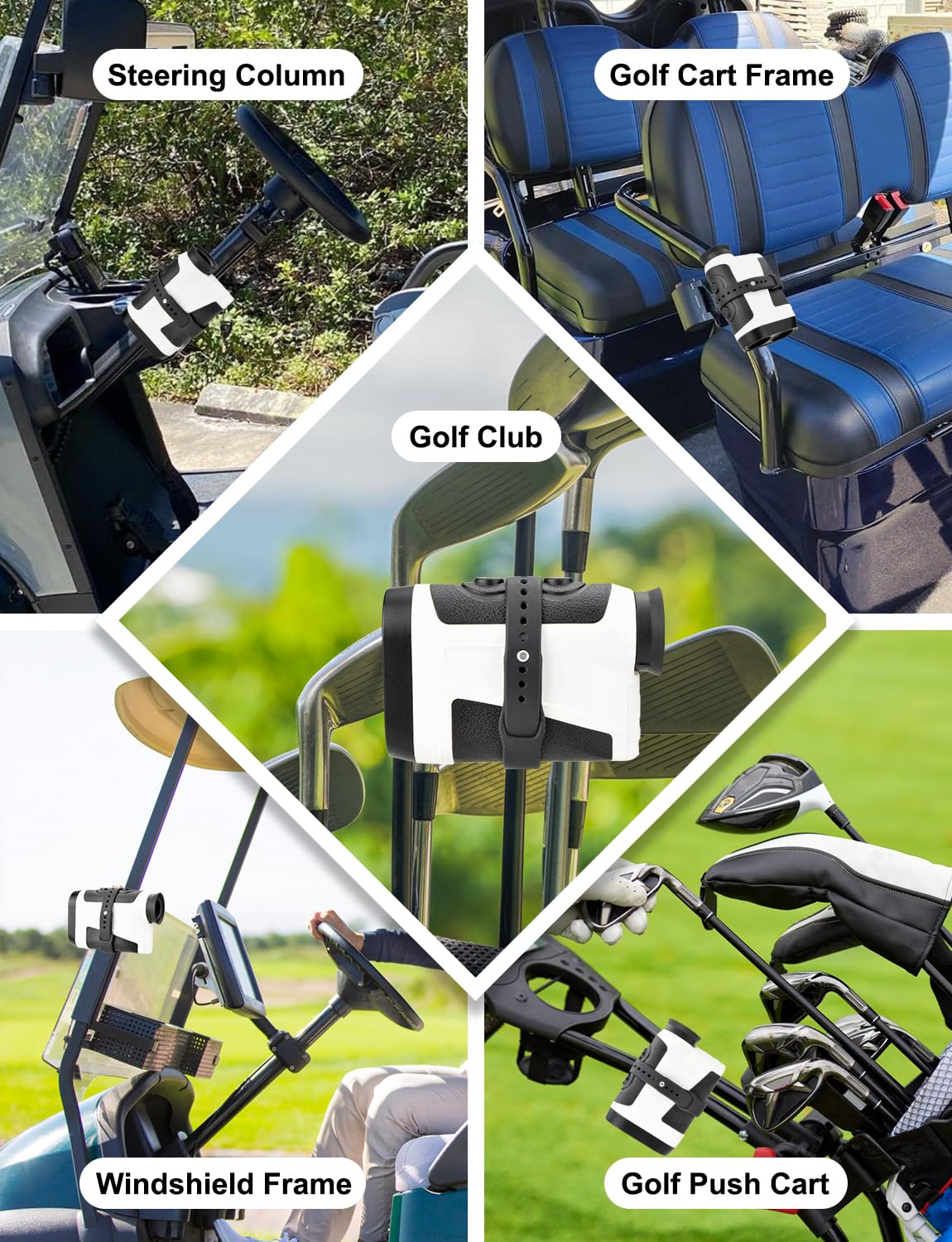 Lamborsafe Golf Rangefinder Magnetic Strap Holder Mount, Adjustable Slim Magnetic RangeFinder Wrap with Strong Magnet for Golf Cart, Range Finder Strap Easy Access and Clean