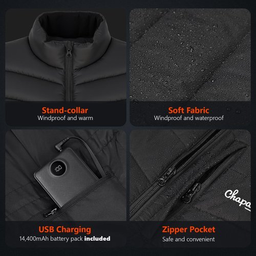 CHAPAREL Women’s Heated Vest with Battery Pack Included, 7.4V Smart Washable Rechargeable Electric Lightweight Heating Vest