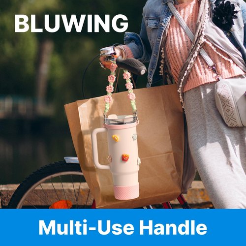 Bluwing Water Bottle Handle Strap for Stanley Cup, Owala, Handle Strap for Hydro Flask and Most 12-40oz Water Bottles(Daisy Colorful 11)